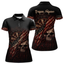 Load image into Gallery viewer, Red Grunge Retro American Flag Dartboard Women Dart Polo Shirt Custom Skull Dart Team Jerseys NYN2542