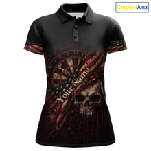 Load image into Gallery viewer, Red Grunge Retro American Flag Dartboard Women Dart Polo Shirt Custom Skull Dart Team Jerseys NYN2542