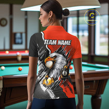 Load image into Gallery viewer, Black And Orange Claws 8 Ball &amp; 9 Ball Women Polo Shirts Custom Eagle Billiard Team Apparel NYN3296