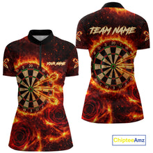 Load image into Gallery viewer, Red Flaming Roses Dartboard &amp; Arrow Custom Women Darts Quarter-Zip Shirts Fire Flame Dart Jerseys NYN2264