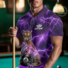 Load image into Gallery viewer, Thunder Purple Funny Tiger 8 Ball Billiard Pool Shirt For Men Custom Billiard Team Attire NYN3140