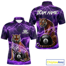 Load image into Gallery viewer, Thunder Purple Funny Tiger 8 Ball Billiard Pool Shirt For Men Custom Billiard Team Attire NYN3140
