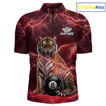 Load image into Gallery viewer, Thunder Red Funny Tiger 8 Ball Billiard Pool Shirt For Men Custom Billiard Team Attire NYN3141