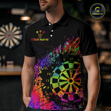 Load image into Gallery viewer, Colorful Splatter Dartboard Grunge Dart Polo Shirts For Men Custom Name For Darters NYN2281