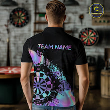 Load image into Gallery viewer, Purple Holographic Dartboard Grunge Dart Polo Shirts For Men Custom Name For Darters NYN2282