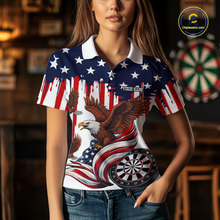Load image into Gallery viewer, US Flag Eagle 3D Dartboard Women Darts Team Shirt Personalized Patriotic Dart Polo Jerseys NYN2571