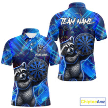 Load image into Gallery viewer, Funny raccoon graffiti dart shirt custom blue dart polo apparel