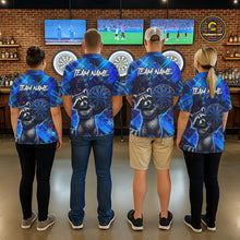 Load image into Gallery viewer, Thunder Raccoon Funny Women Dart Shirt Custom Graffiti Polo &amp; 1/4-Zip Dart Clothing | Blue NYN3343