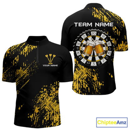 Personalized Funny Beer Cheer And Play Darts Polo & 1/4-Zip Shirt For Men Beers Dart Team Jerseys NYN2946