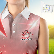 Load image into Gallery viewer, Women Golf Sleeveless Polo Shirt Custom Red-Diamond Crystal Golf Ball Custom Name Golf Shirts For Team NYN3157