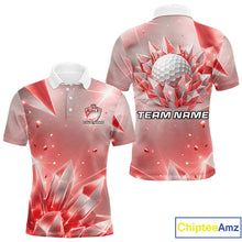 Load image into Gallery viewer, Mens Golf Polo Shirt Custom Red-Diamond Crystal Golf Ball Custom Name Golf Shirts For Team NYN3157
