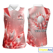 Load image into Gallery viewer, Women Golf Sleeveless Polo Shirt Custom Red-Diamond Crystal Golf Ball Custom Name Golf Shirts For Team NYN3157