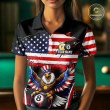 Load image into Gallery viewer, Grunge US Flag Eagle 8 Ball &amp; 9 Ball Billiard Pool Shirt For Women Custom Patriotic Billiard Appeal NYN2762