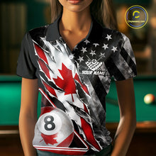 Load image into Gallery viewer, Personalized Smoke Canada Flag Billiard 8 Ball Pool Shirt Custom Patriotic Billiard Appeal For Women NYN2770