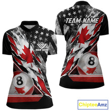 Load image into Gallery viewer, Personalized Smoke Canada Flag Billiard 8 Ball Pool Shirt Custom Patriotic Billiard Appeal For Women NYN2770