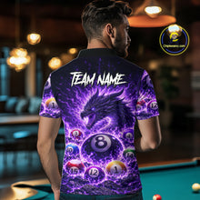 Load image into Gallery viewer, Purple Flaming Funny Dragon Pool 8 Ball Billiard Shirt For Men Custom Ball Billiard Team Attire NYN2611