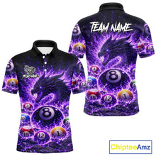 Load image into Gallery viewer, Purple Flaming Funny Dragon Pool 8 Ball Billiard Shirt For Men Custom Ball Billiard Team Attire NYN2611