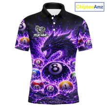 Load image into Gallery viewer, Purple Flaming Funny Dragon Pool 8 Ball Billiard Shirt For Men Custom Ball Billiard Team Attire NYN2611