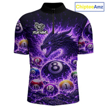 Load image into Gallery viewer, Purple Flaming Funny Dragon Pool 8 Ball Billiard Shirt For Men Custom Ball Billiard Team Attire NYN2611