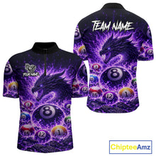 Load image into Gallery viewer, Purple Flaming Funny Dragon Pool 8 Ball Billiard Shirt For Men Custom Ball Billiard Team Attire NYN2611