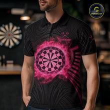 Load image into Gallery viewer, Black And Pink Smokes Dartboard Men Darts Polo Shirts Custom Tribal Dart Team Jerseys NYN2349