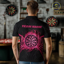 Load image into Gallery viewer, Black And Pink Smokes Dartboard Men Darts Polo Shirts Custom Tribal Dart Team Jerseys NYN2349