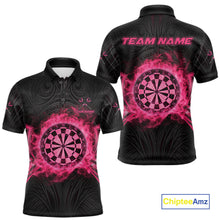 Load image into Gallery viewer, Black And Pink Smokes Dartboard Men Darts Polo Shirts Custom Tribal Dart Team Jerseys NYN2349