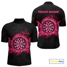 Load image into Gallery viewer, Black And Pink Smokes Dartboard Men Darts 1/4-Zip Shirts Custom Tribal Dart Team Jerseys NYN2349