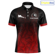 Load image into Gallery viewer, Black And Red 8 Ball Pool Men Billiard Polo &amp; Quarter Zip Shirt Custom 8  Ball Billiard Team Jersey NYN2983