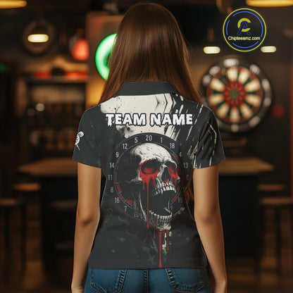Custom Black Red Dripping Skull Dartboard Dart Men Polo Shirt Grunge Dart Jerseys NYN1563