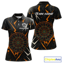 Load image into Gallery viewer, Custom Black Orange Dartboard Grunge Dart Women Polo Shirt Dart Tournament Jerseys NYN1567