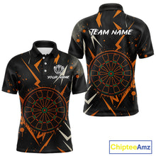 Load image into Gallery viewer, Custom Black Orange Dartboard Grunge Dart Men Polo Shirt Dart Tournament Jerseys NYN1567