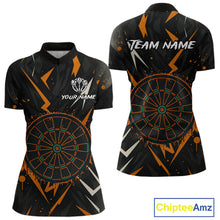 Load image into Gallery viewer, Custom Black Orange Dartboard Grunge Dart Women 1/4-Zip Shirt Dart Tournament Jerseys NYN1567