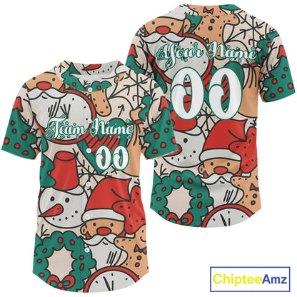 Custom Colorful Funny Christmas Baseball Shirt For Men Xmas Tree Baseball Team Jerseys NYN1571