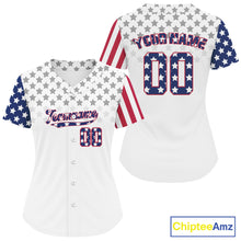Load image into Gallery viewer, Custom Blue Red American Flag Baseball Shirt For Women Patriotic Baseball Jerseys NYN1575