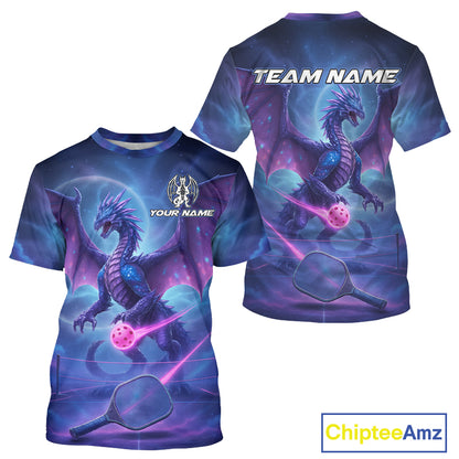 Custom Purple Holographic Dragon Men Pickleball Jerseys Pickleball Paddle League Shirts NYN2130