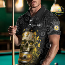 Load image into Gallery viewer, Butterfly Skull Billiard Polo &amp; Quarter-Zip Shirts For Men Custom 9 Ball Billiard Jerseys NYN2308