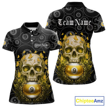 Load image into Gallery viewer, Butterfly Skull Billiard Polo &amp; Quarter-Zip Shirts For Women Custom 9 Ball Billiard Jerseys NYN2308