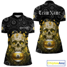 Load image into Gallery viewer, Butterfly Skull Billiard Polo &amp; Quarter-Zip Shirts For Women Custom 9 Ball Billiard Jerseys NYN2308