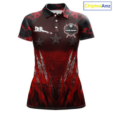 Load image into Gallery viewer, Personalized Gunge 8 Ball Pool Billiard Polo &amp; 1/4 Zip For Women Custom Red Camoflage Billiard Attire NYN3017