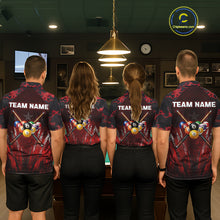 Load image into Gallery viewer, Personalized Gunge 8 Ball Pool Billiard Polo &amp; 1/4 Zip For Women Custom Red Camoflage Billiard Attire NYN3017