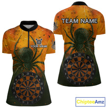 Load image into Gallery viewer, Custom Orange Spider Dartboard Halloween Dart Women Polo Shirt Grunge Dart Jerseys NYN1615