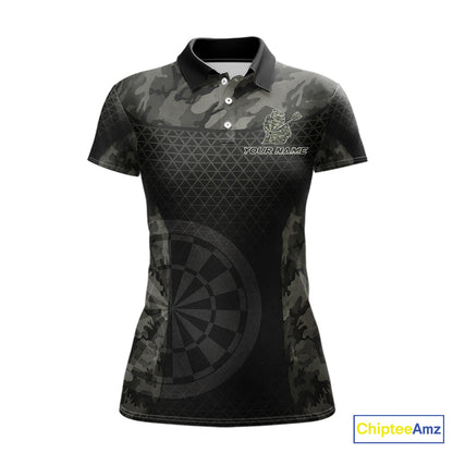 Personalized Black Dartboard Camouflage Darts Polo & 1/4-Zip Shirts For Women Dart Team Jerseys NYN2816