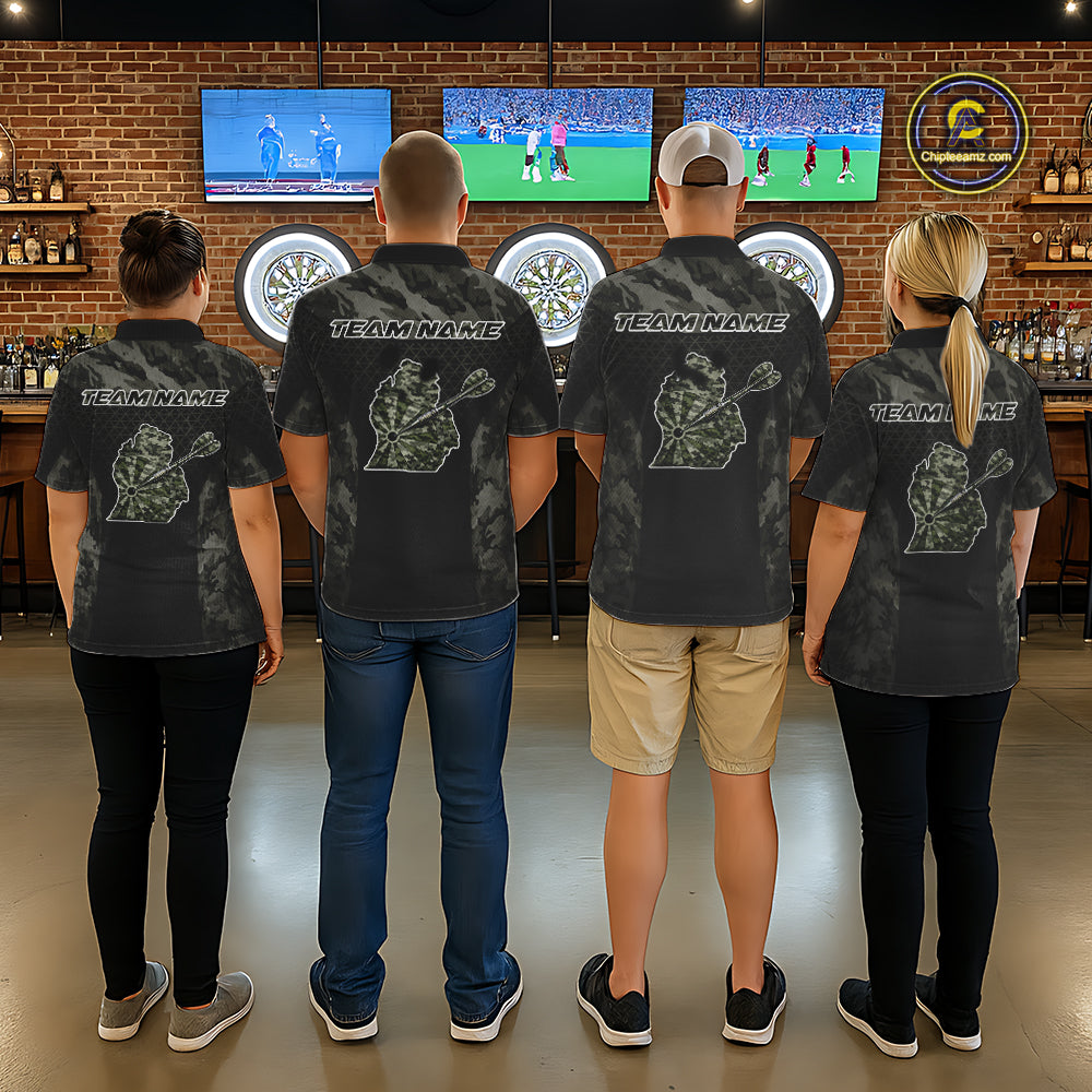 Personalized Black Dartboard Camouflage Darts Polo & 1/4-Zip Shirts For Men Dart Team Jerseys NYN2816