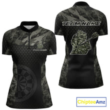 Load image into Gallery viewer, Personalized Black Dartboard Camouflage Darts Polo &amp; 1/4-Zip Shirts For Women Dart Team Jerseys NYN2816