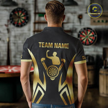 Load image into Gallery viewer, Black &amp; Gold Human Play Dartboard Men Dart Shirts Custom Darts Polo Team Jersey NYN2449
