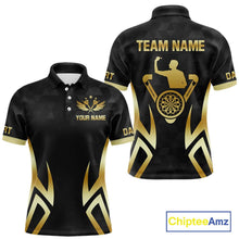 Load image into Gallery viewer, Black &amp; Gold Human Play Dartboard Men Dart Shirts Custom Darts Polo Team Jersey NYN2449