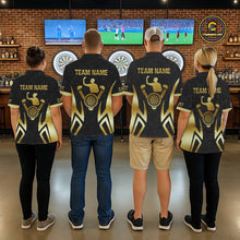 Load image into Gallery viewer, Black &amp; Gold Human Play Dartboard Men Dart Shirts Custom Darts Polo Team Jersey NYN2449
