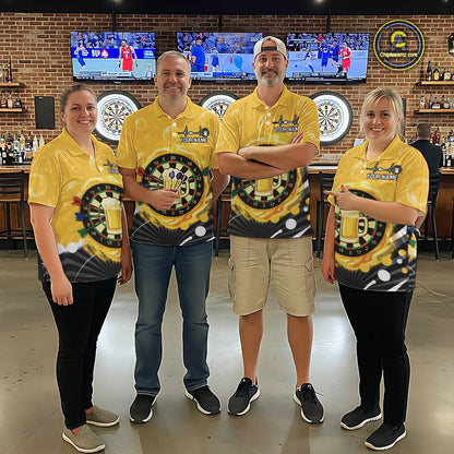 Personalized Play Darts And Cheer Beers Men Darts Polo Shirts Funny Dart League Jerseys NYN2184