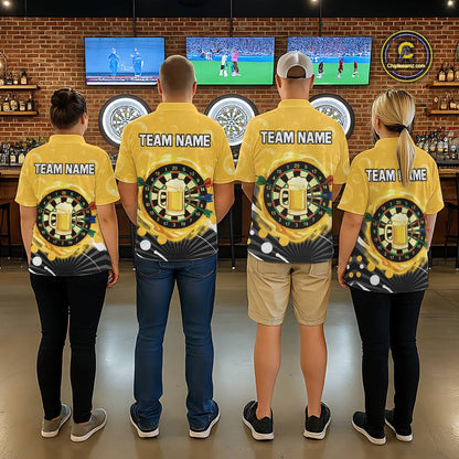 Personalized Play Darts And Cheer Beers Men Darts Polo Shirts Funny Dart League Jerseys NYN2184